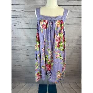 April Cornell Floral Cottagecore Dress Women W1 Purple Pink Garden Print Pockets
